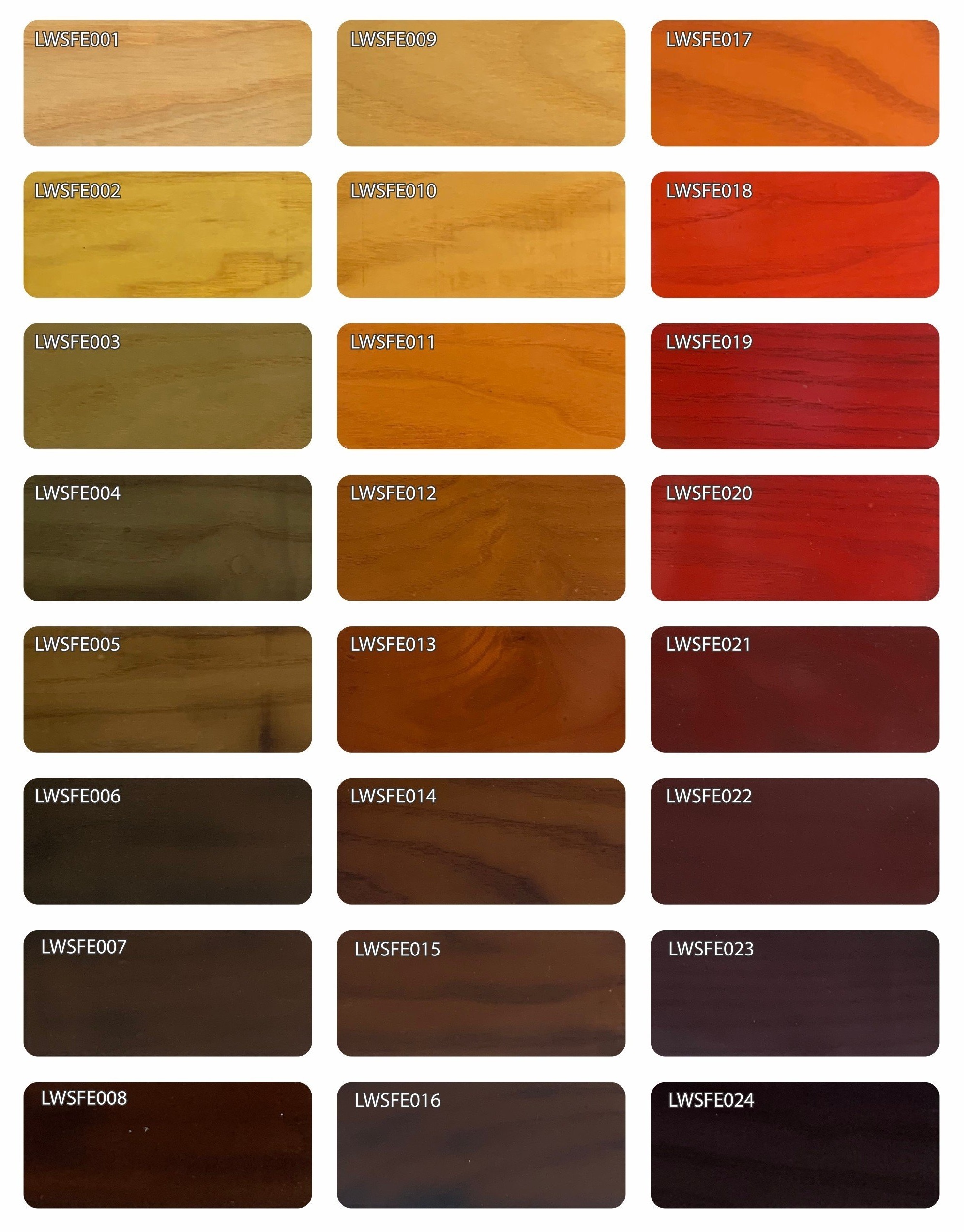 Color code of Koro WoodStain Finish Paints