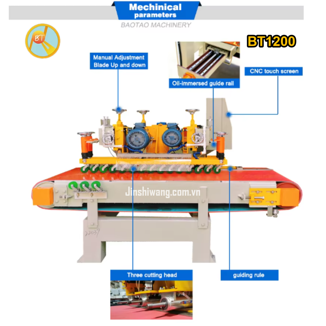 Máy cắt gạch đá băng tải 3 đĩa cắt BAOTAO BT1200