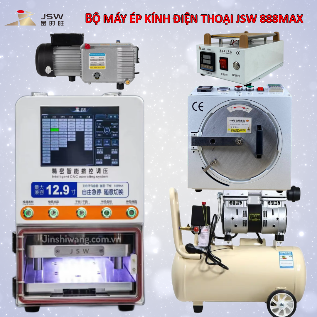 Trọn Bộ Máy Ép Kính Điện Thoại JSW 12.9 Inch 888MAX