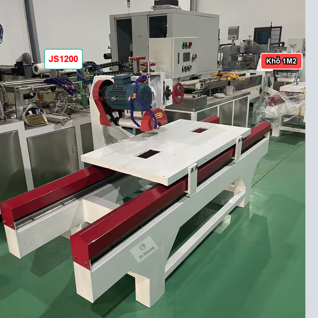 Máy cắt gạch cắt đá khổ 1m2  JS1200 bản mới 2026 điện 1 pha 220V, 3 pha 380 công suất 4hp.