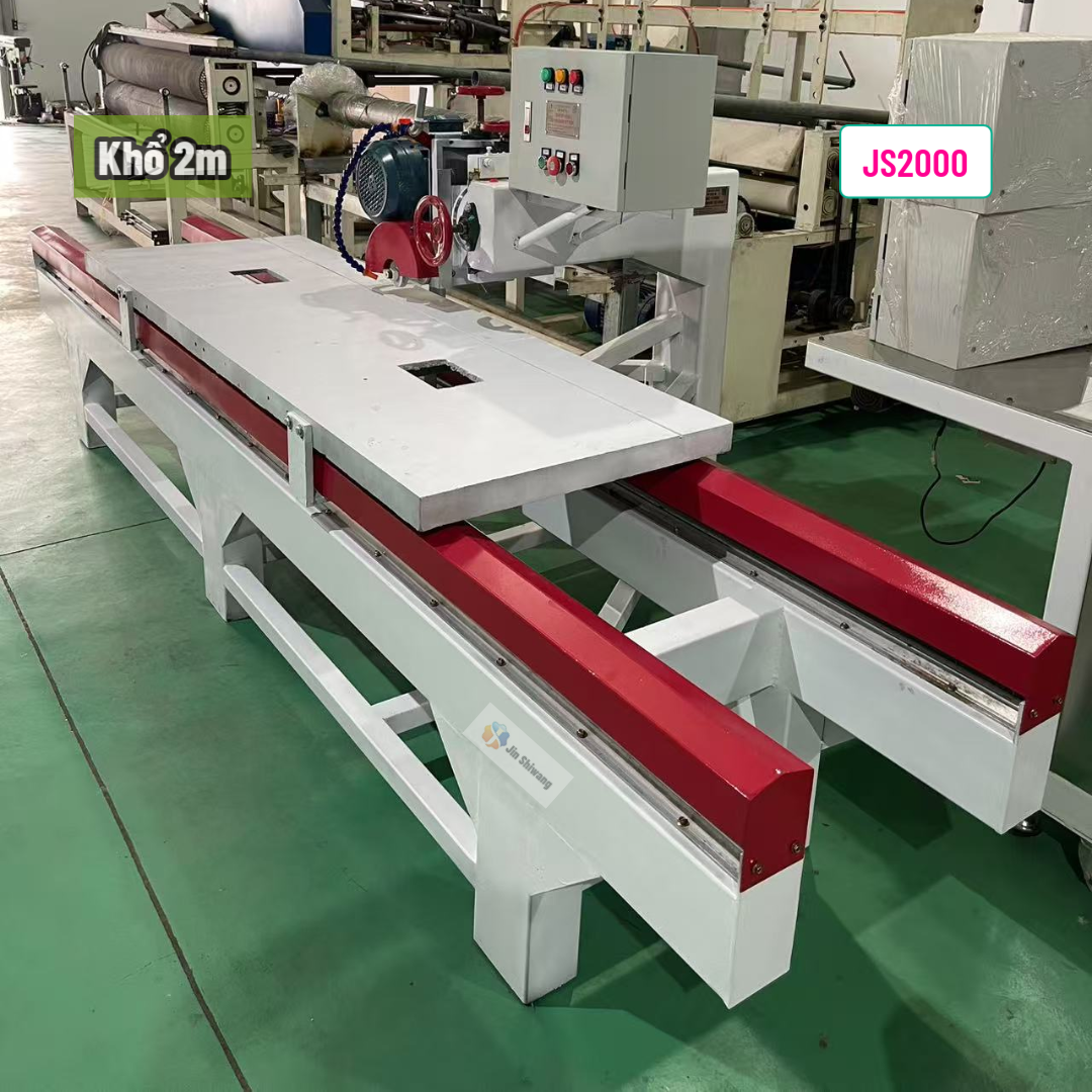 Máy cắt gạch cắt đá bàn đẩy khổ 2m JS2000 — 4 chức năng (Cắt, Lí p, Chạy chỉ, Bo cạnh) | 220V & 380V