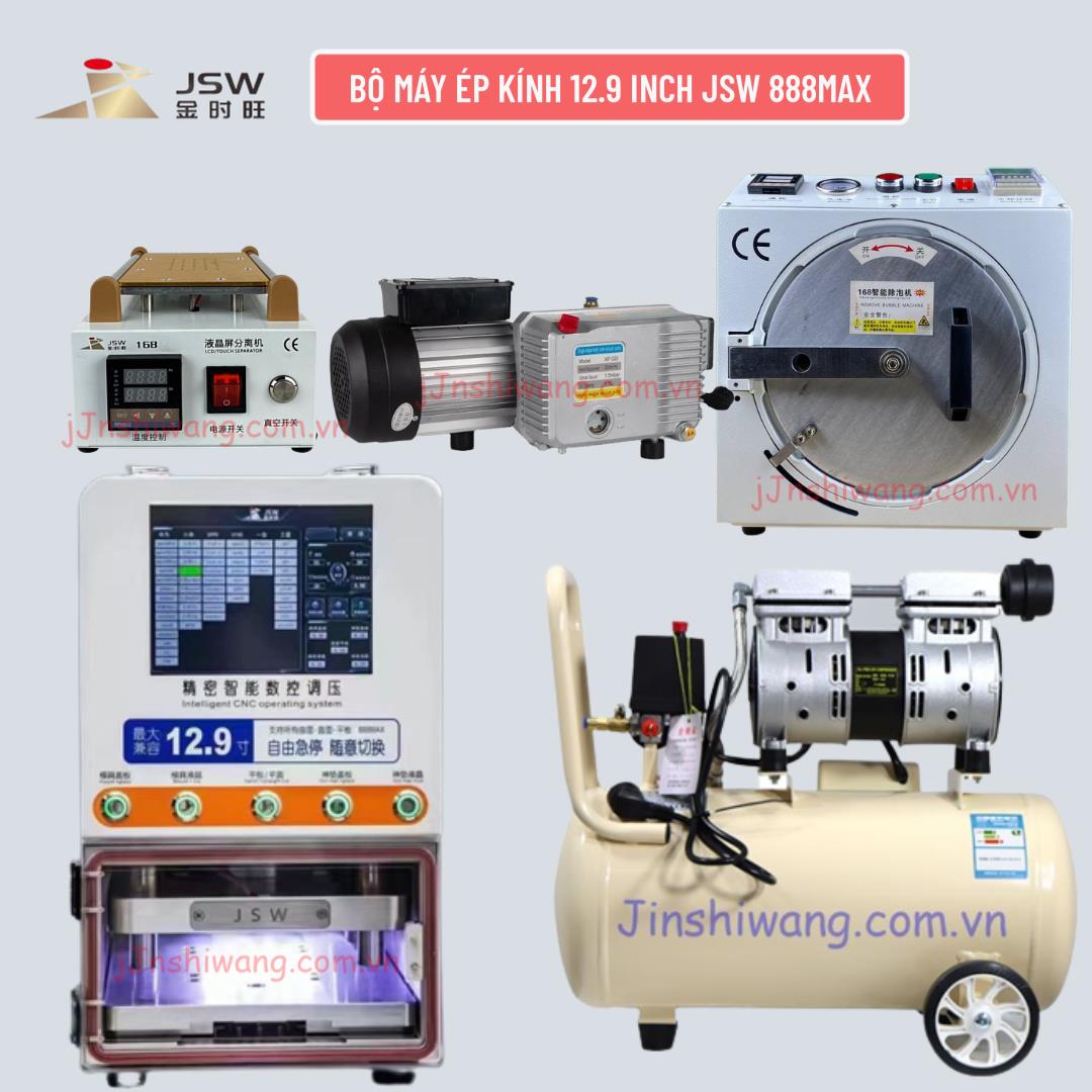 Trọn bộ máy ép kính điện thoại 12 inch JSW 888MAX mới 2026