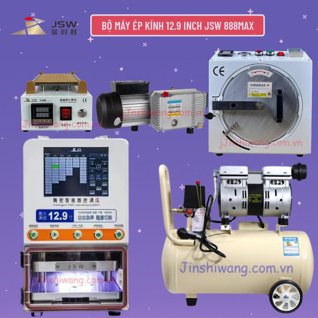 Trọn bộ máy ép kính điện thoại 12 inch JSW 888MAX mới 2026
