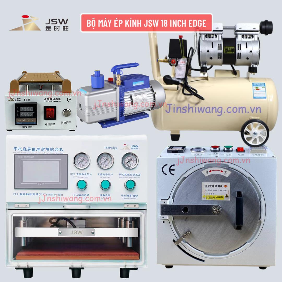 Trọn bộ máy ép kính điện thoại 18 inch Edge JSW mới 2026