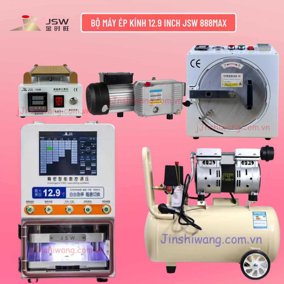 Trọn bộ máy ép kính điện thoại 12 inch JSW 888MAX mới 2026