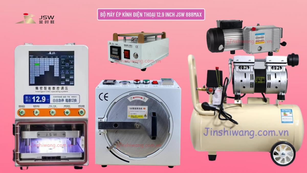 Trọn bộ máy ép kính điện thoại 12 inch JSW 888MAX mới 2026