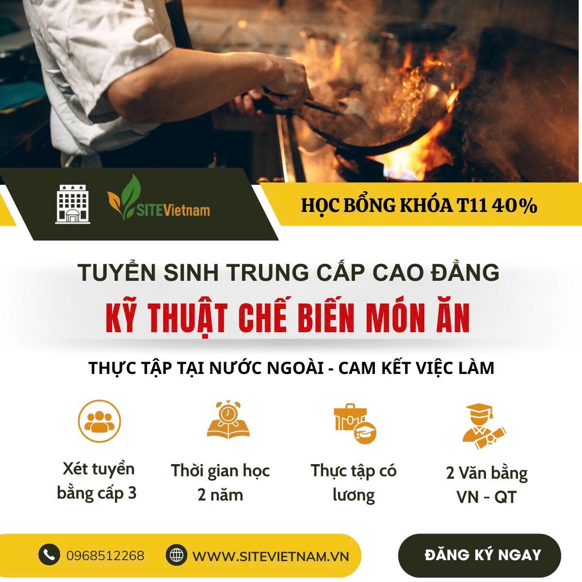 SITEVietnam  Tuyển sinh ngành Kỹ thuật chế biến món ăn hệ TC/CD văn bằng kép