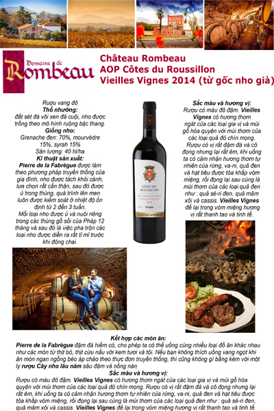 Rượu pháp Cootes Du Roussillon Vieiles Vignes độ cồn 15%