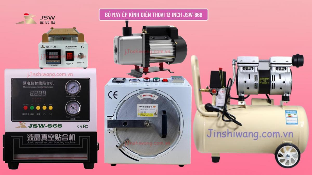 Trọn bộ máy ép kính điện thoại 13 inch JSW-868 mới 2026