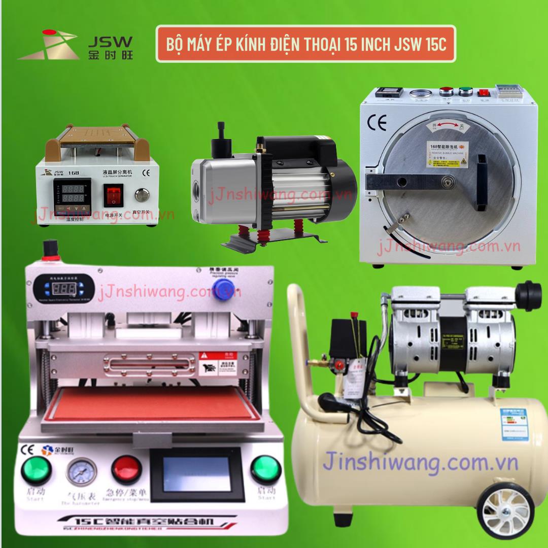 Trọn bộ máy ép kính điện thoại 15 inch JSW 15C mới 2026