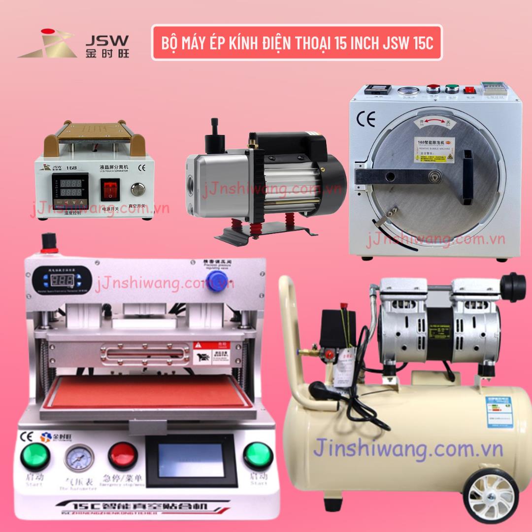 Trọn bộ máy ép kính điện thoại 15 inch JSW 15C mới 2026