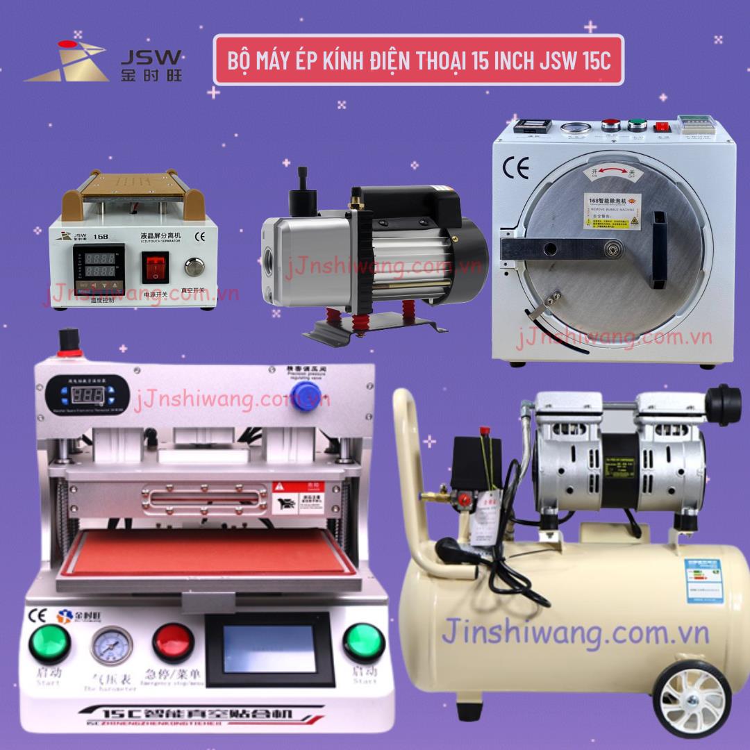 Trọn bộ máy ép kính điện thoại 15 inch JSW 15C mới 2026