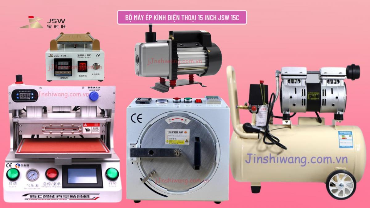Trọn bộ máy ép kính điện thoại 15 inch JSW 15C mới 2026