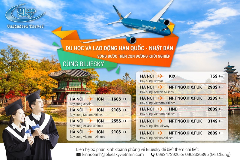 BlueSky Triển Khai Giá Đi Nhật - Hàn Cho Đối Tượng Du Học, Lao Động