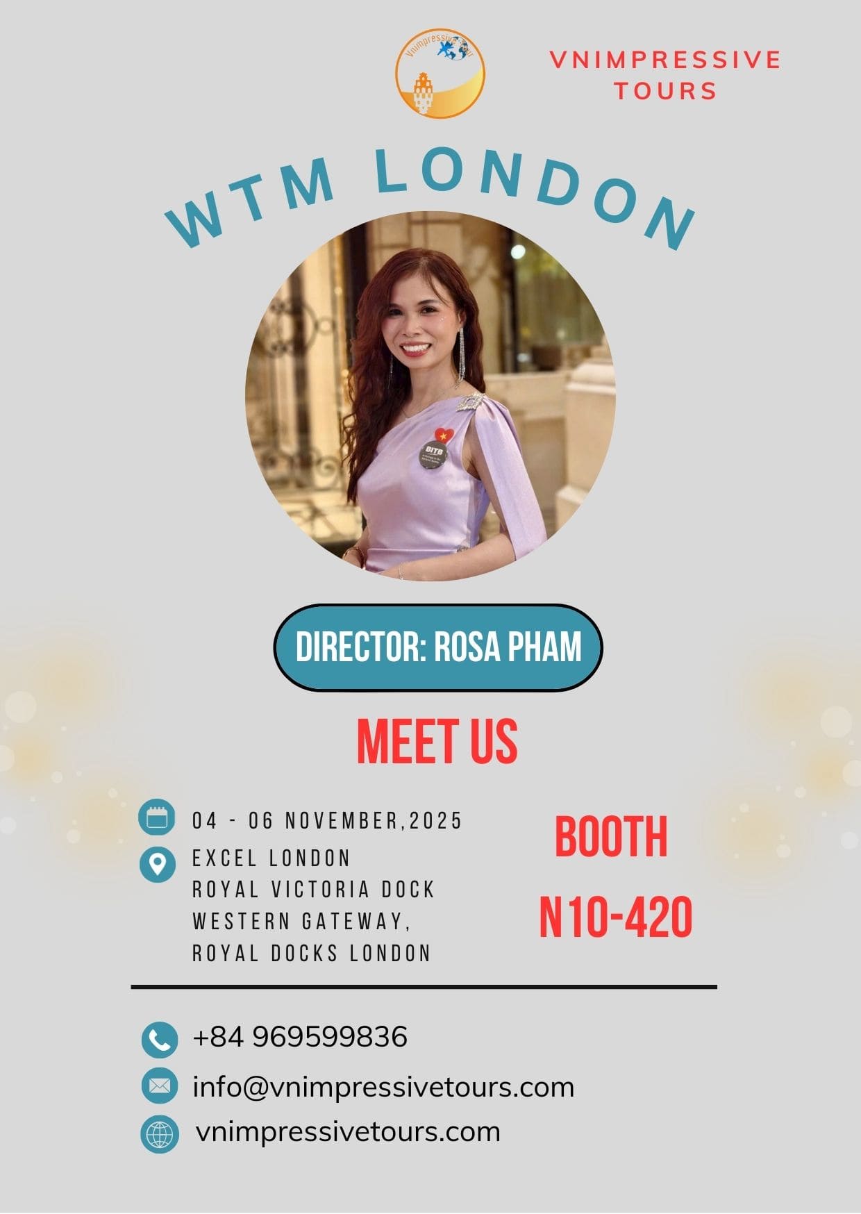 VN Impressive Tours CEO Rosa Pham at WTM London 2025 – Vietnam DMC representative